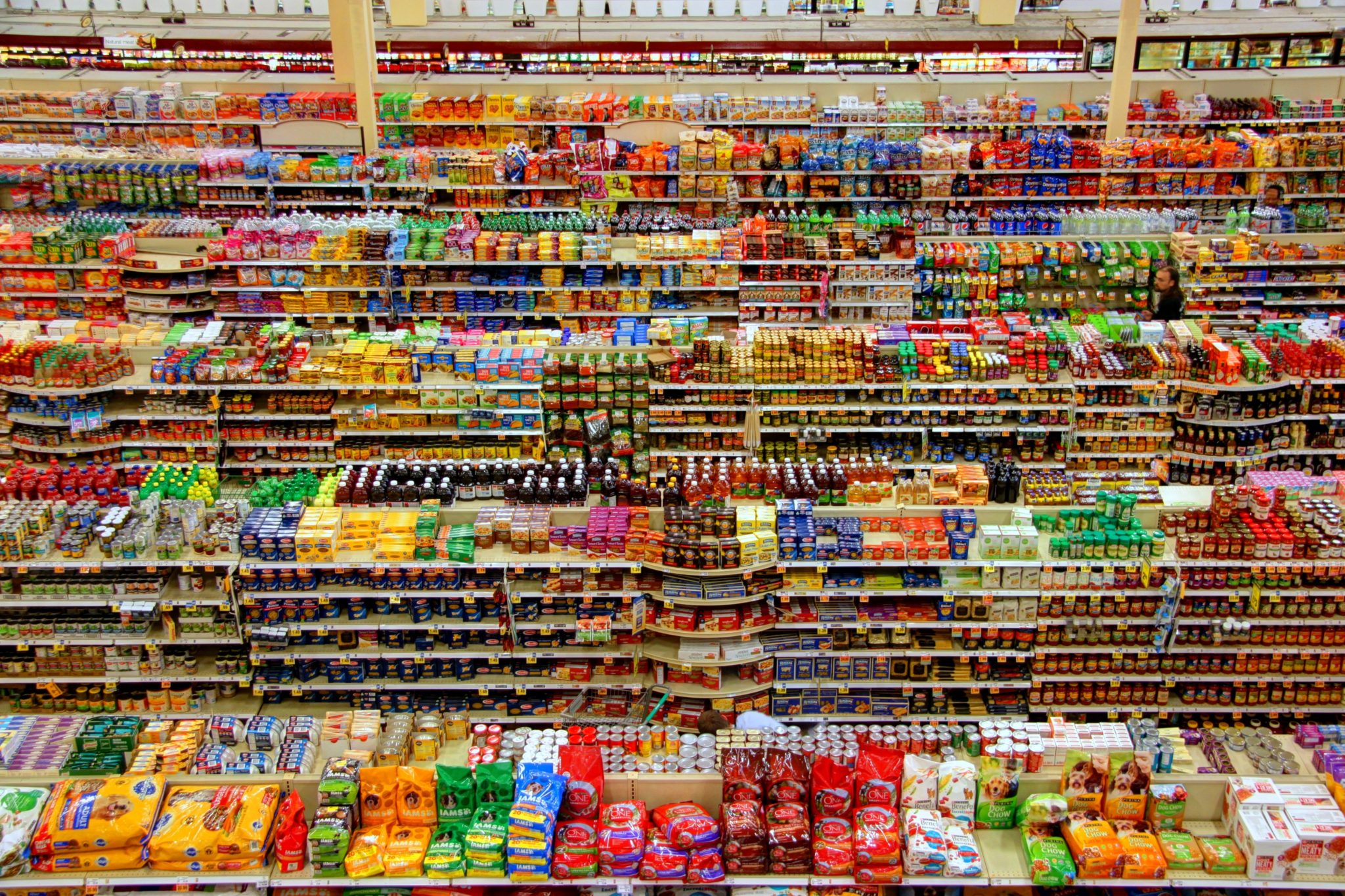 Shelves in grocery store.
